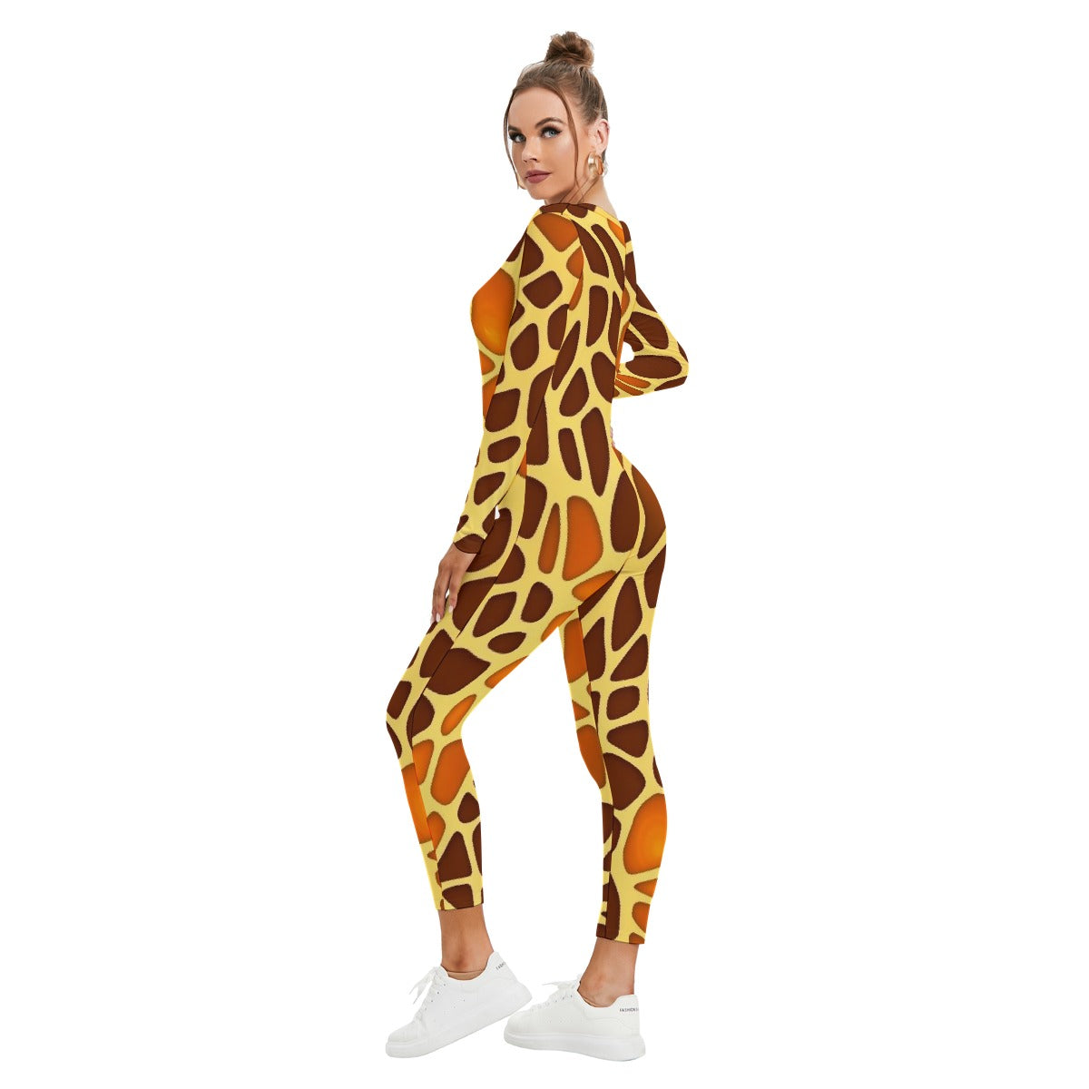 All-Over Print Women's Plunging Neck Jumpsuit