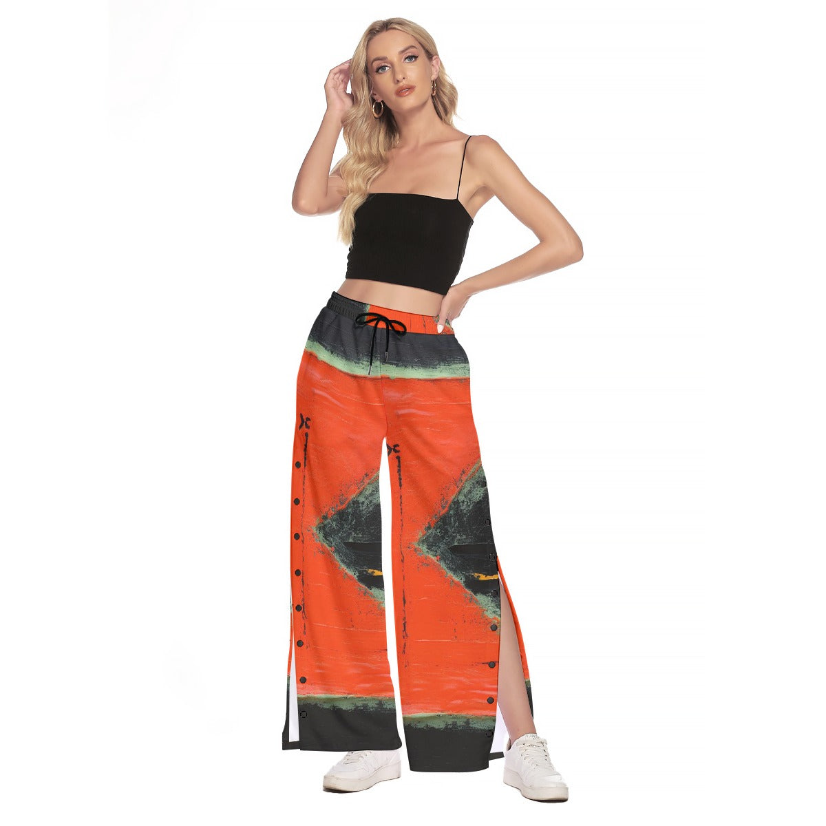 All-Over Print Women's Side Slit Snap Button Trousers