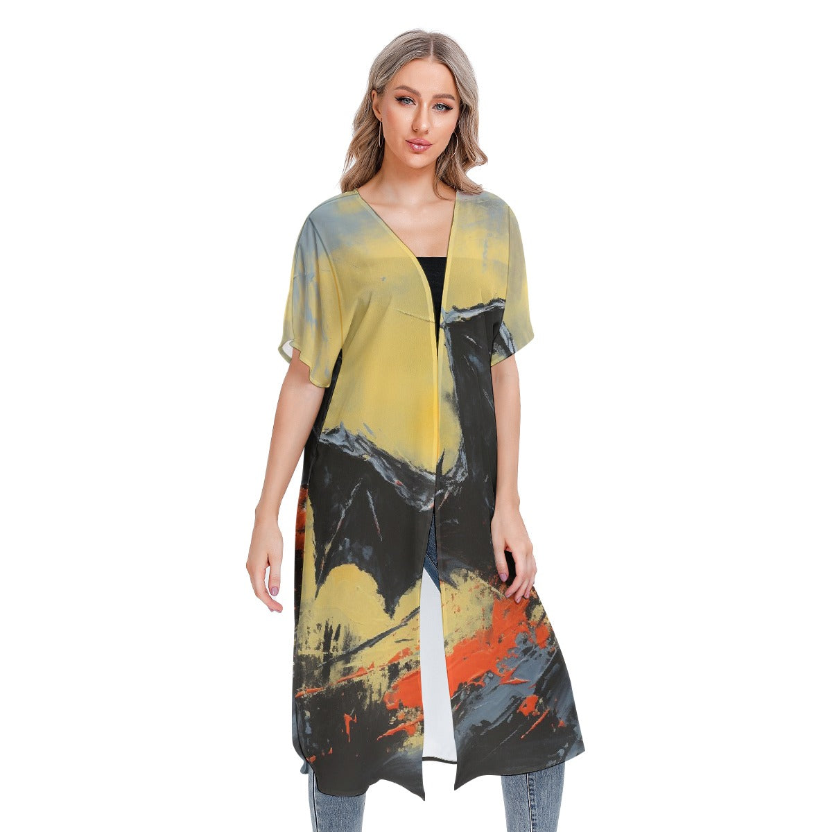 All-Over Print Women's Short Sleeve Cardigan