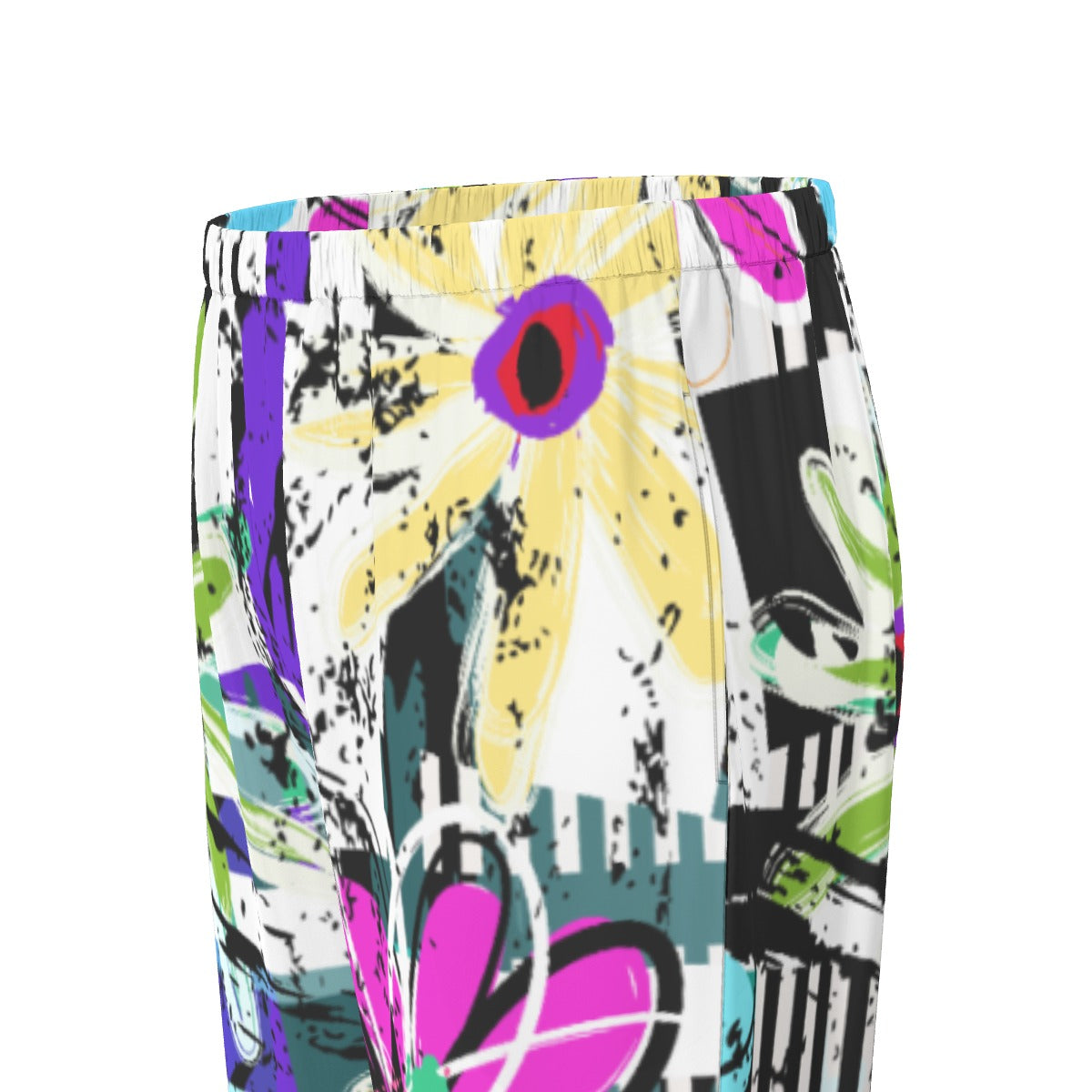 All-Over Print Women's Long Sleeve Pajama Set With Black Contrast Piping