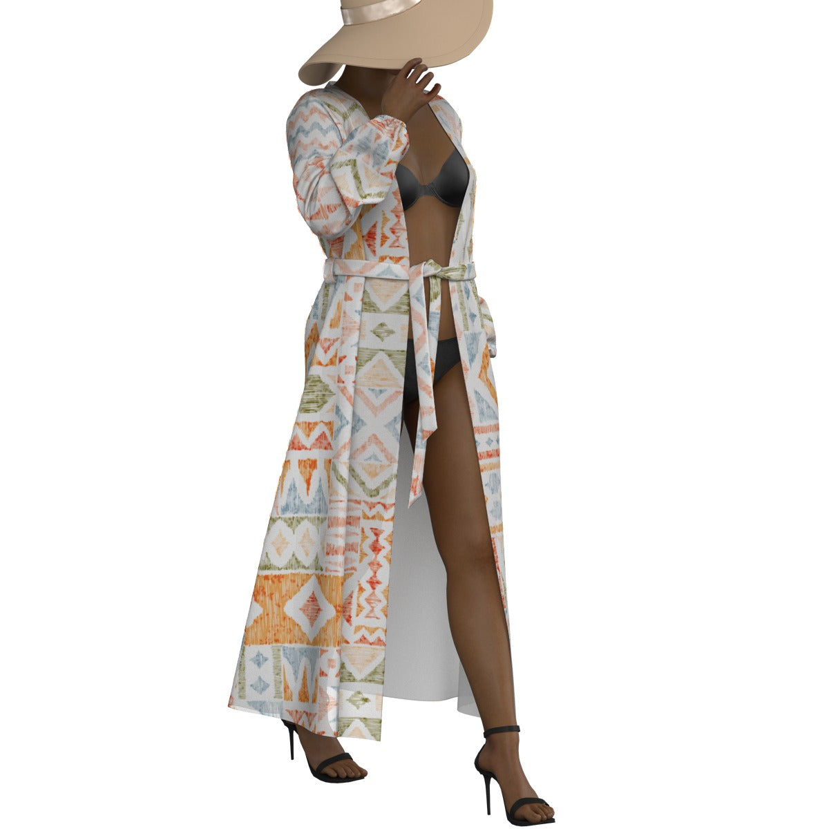 All-Over Print Women's Lace-up Chiffon Robe