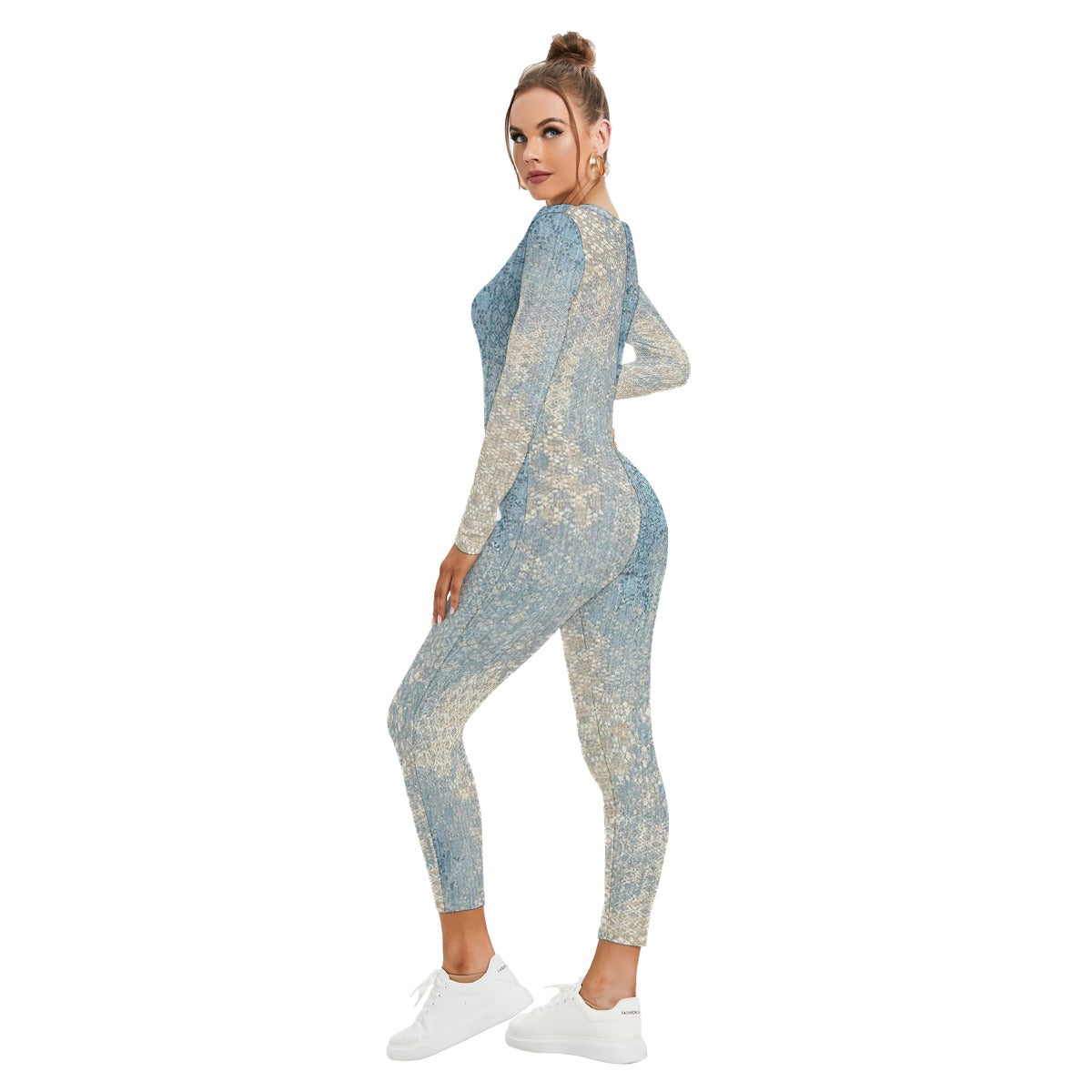 All-Over Print Women's Plunging Neck Jumpsuit