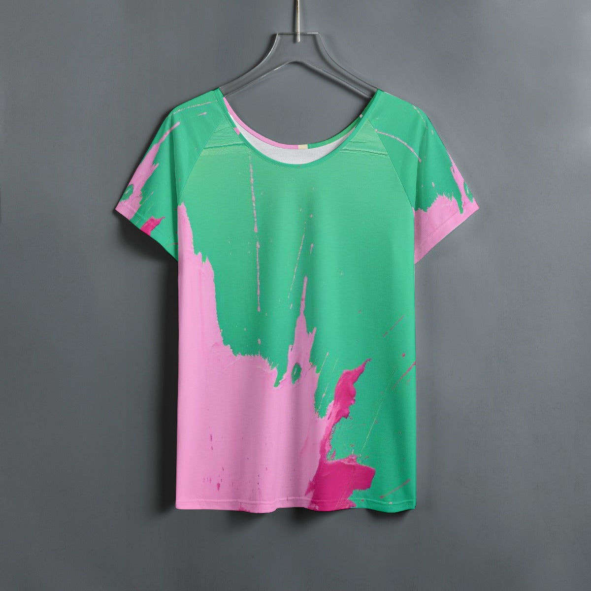 All-Over Print Women's Round Neck T-shirt With Raglan Sleeve