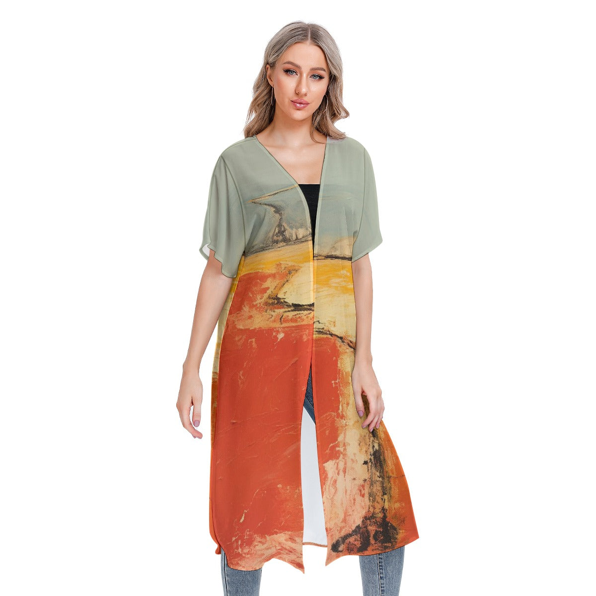 All-Over Print Women's Short Sleeve Cardigan