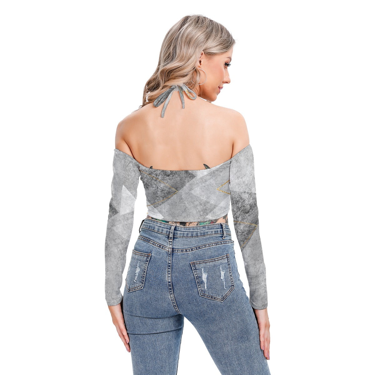 All-Over Print Women's Halter Lace-up Top