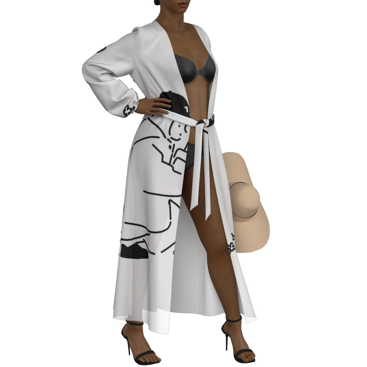 All-Over Print Women's Lace-up Chiffon Robe