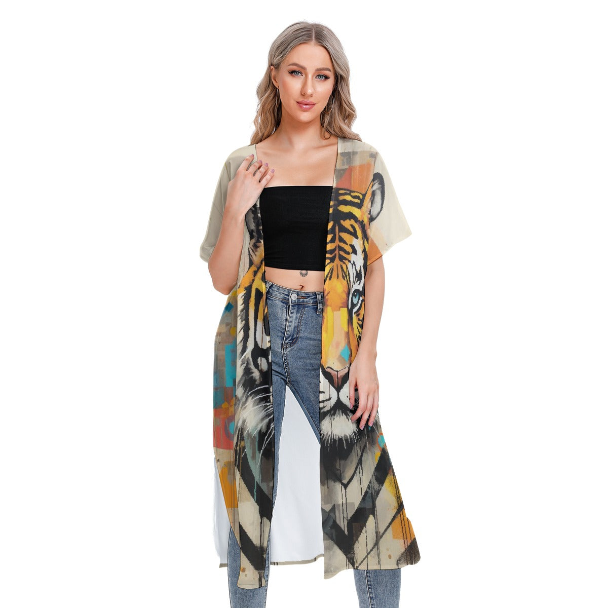 All-Over Print Women's Short Sleeve Cardigan