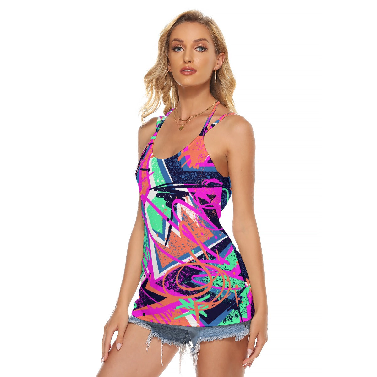 All-Over Print Women's Halter Top With Backless