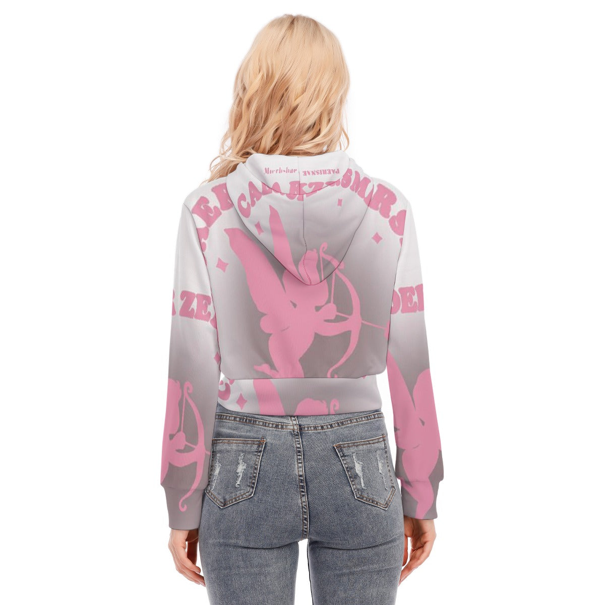 All-Over Print Women's Crop Top Hoodie With Zipper Closure