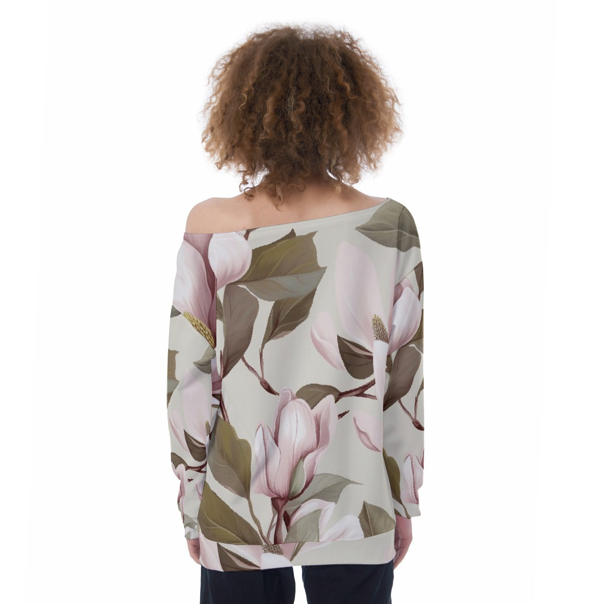 All-Over Print Oversized Women's Off-Shoulder Sweatshirt