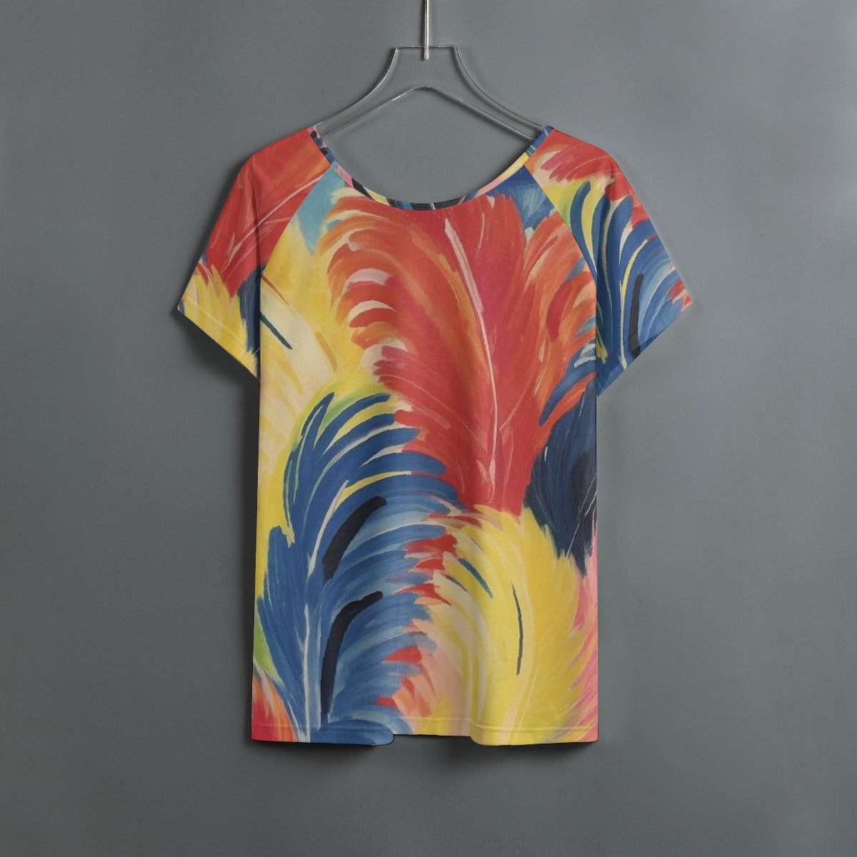 All-Over Print Women's Round Neck T-shirt With Raglan Sleeve
