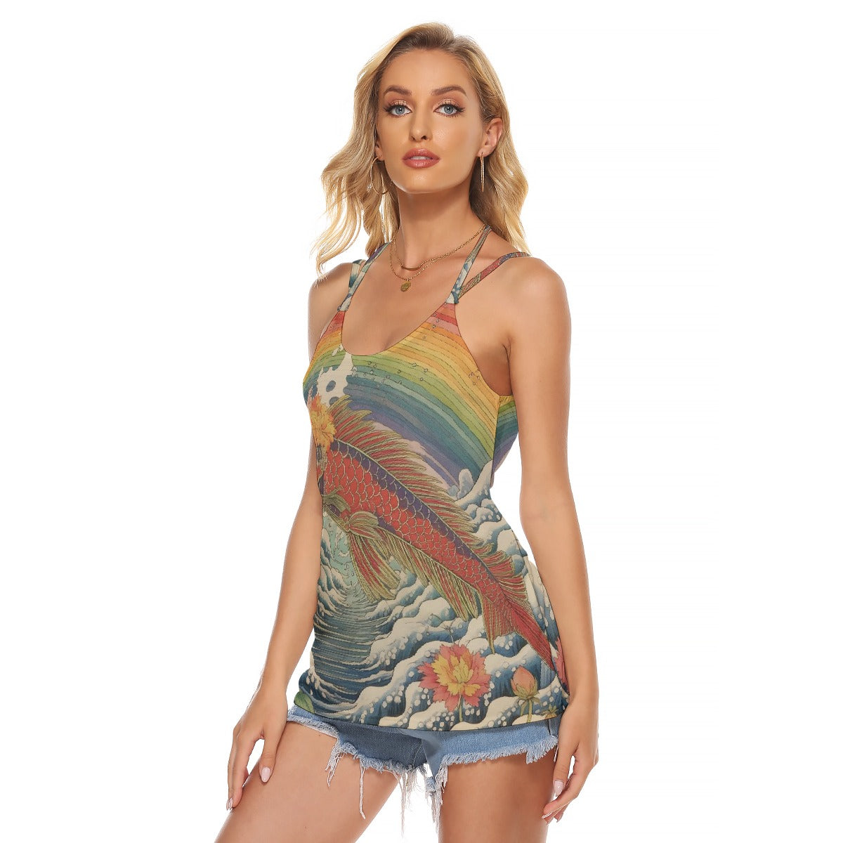 All-Over Print Women's Halter Top With Backless