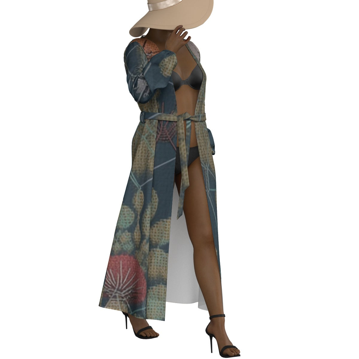 All-Over Print Women's Lace-up Chiffon Robe