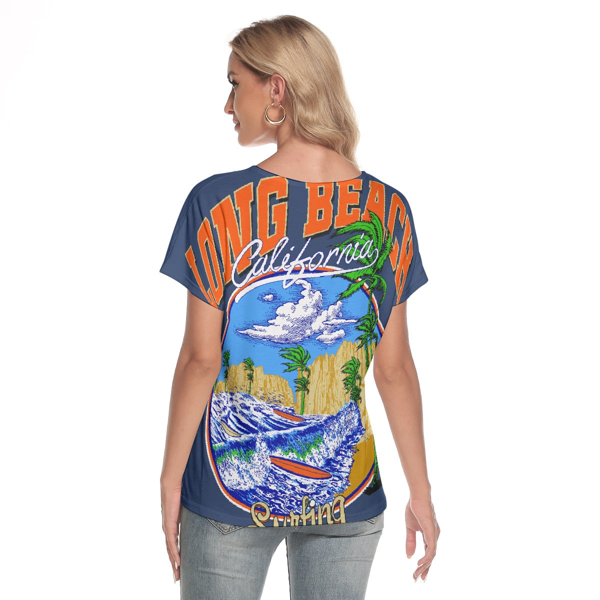 All-Over Print Women's Loose V-neck Short Sleeve T-shirt