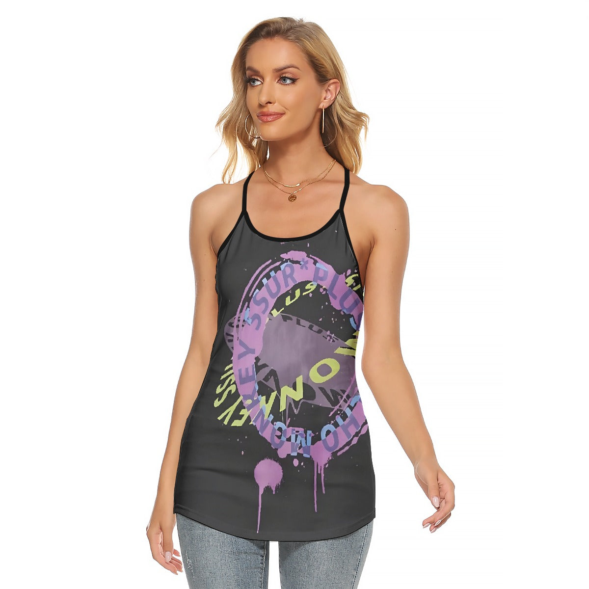 All-Over Print Women's Criss-Cross Open Back Tank Top
