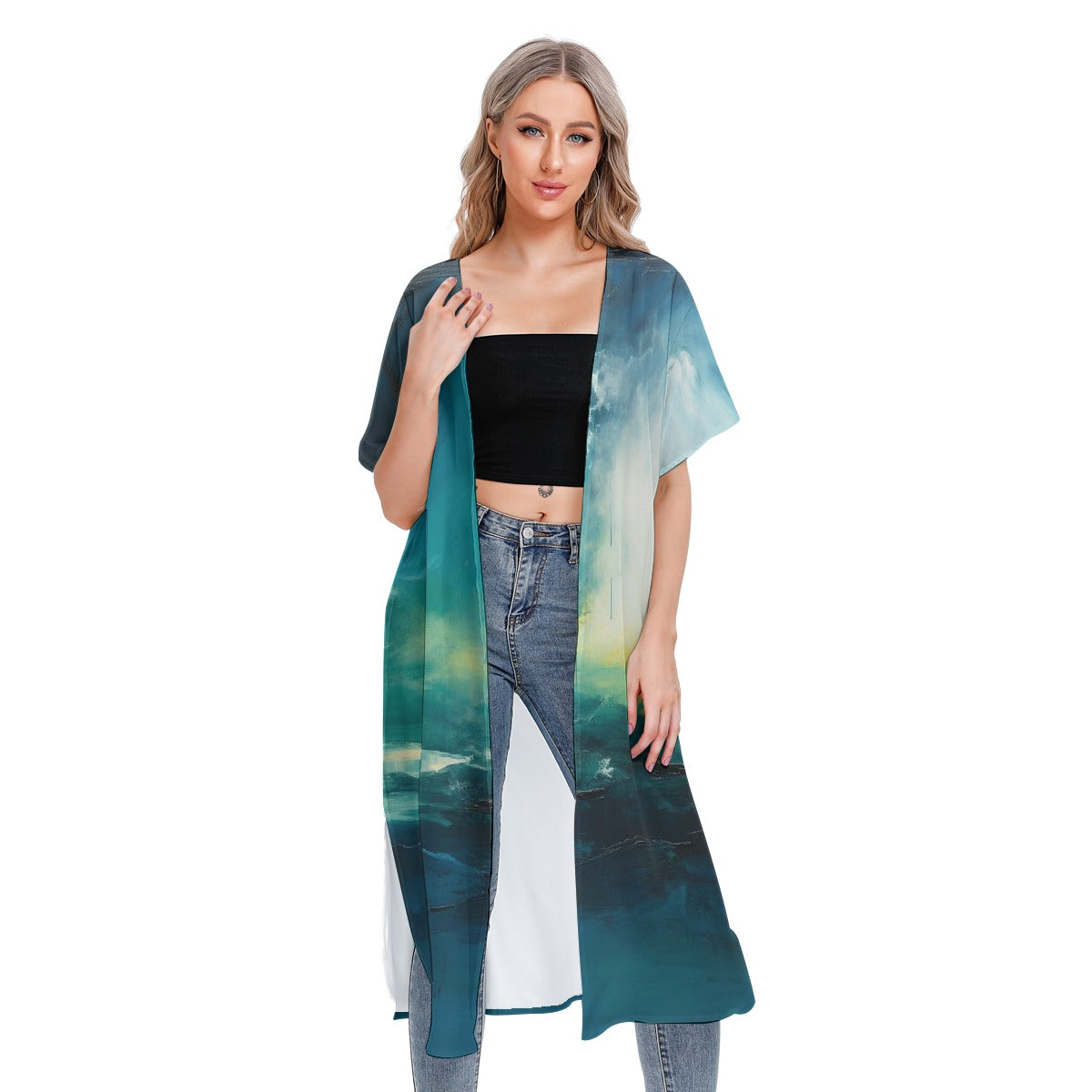 All-Over Print Women's Short Sleeve Cardigan