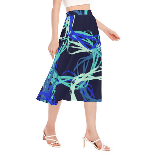 All-Over Print Women's Long Section Chiffon Skirt