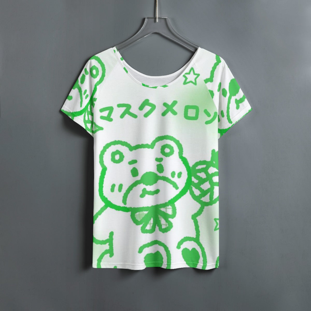 All-Over Print Women's Round Neck T-shirt With Raglan Sleeve