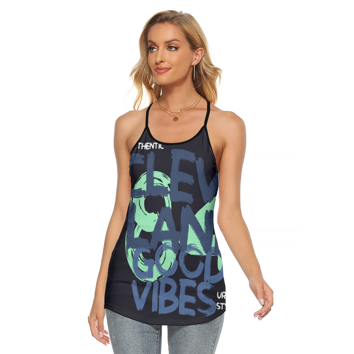 All-Over Print Women's Criss-Cross Open Back Tank Top