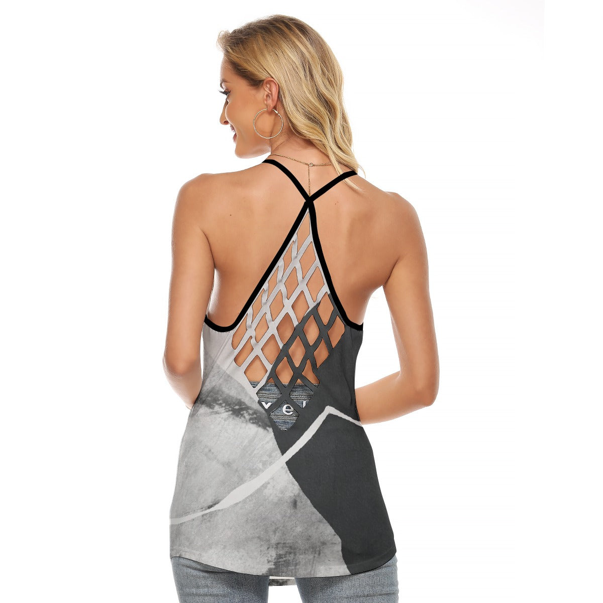 All-Over Print Women's Criss-Cross Open Back Tank Top