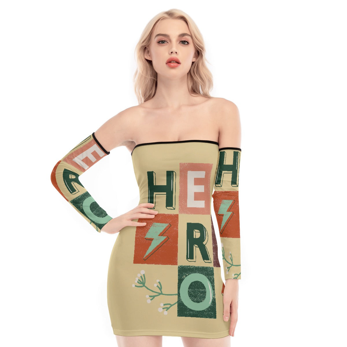 All-Over Print Women's Off-shoulder Back Lace-up Dress