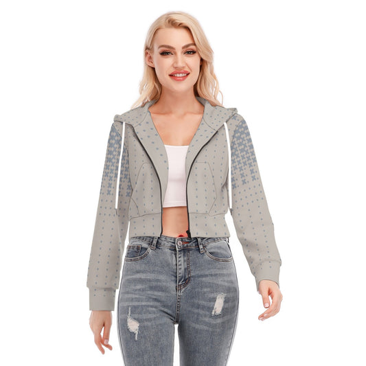 All-Over Print Women's Crop Top Hoodie With Zipper Closure