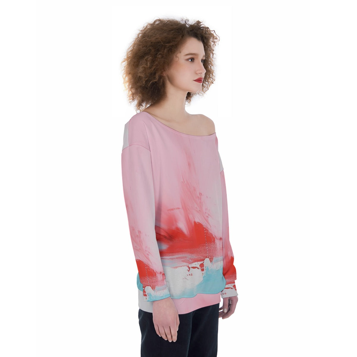All-Over Print Oversized Women's Off-Shoulder Sweatshirt