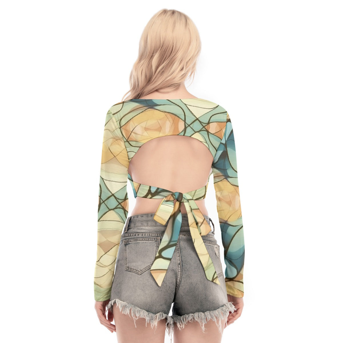 All-Over Print Women's Back Hollow T-shirt With Strap