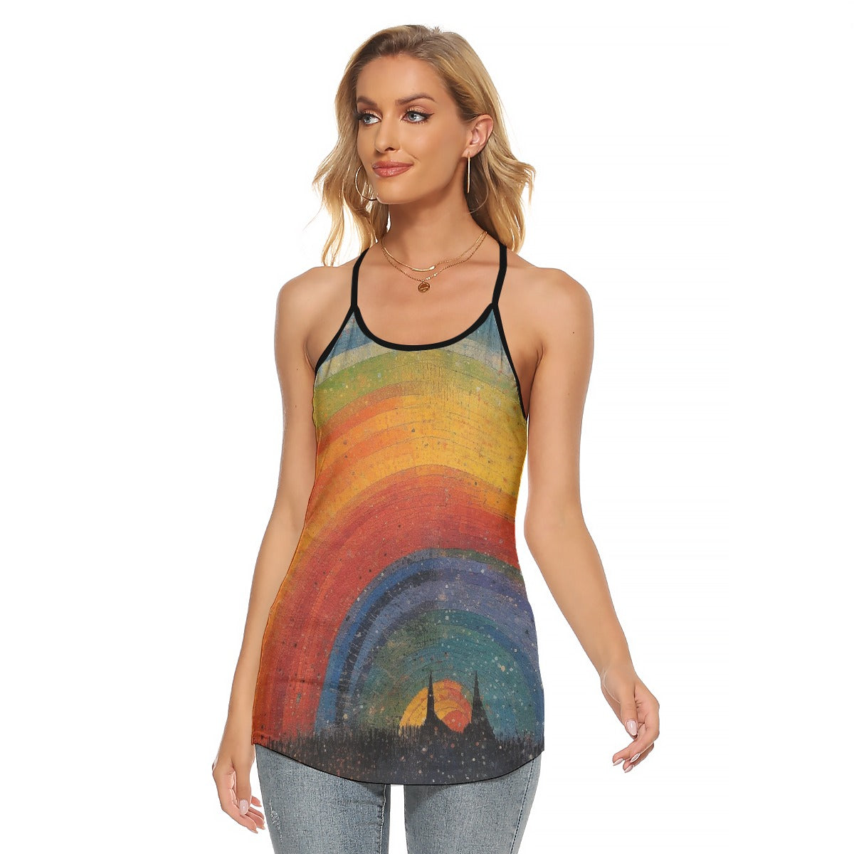 All-Over Print Women's Criss-Cross Open Back Tank Top
