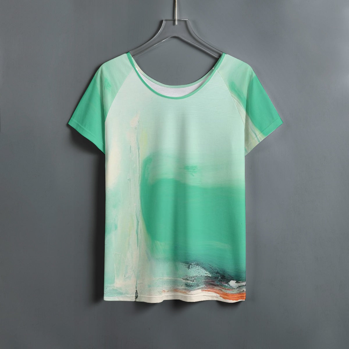 All-Over Print Women's Round Neck T-shirt With Raglan Sleeve
