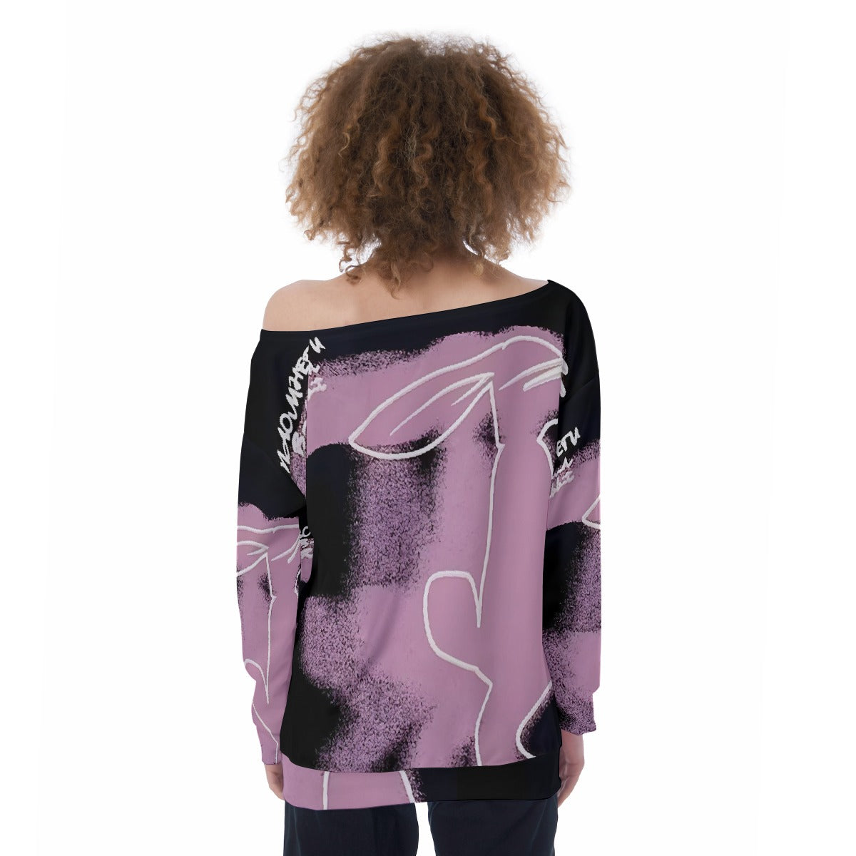 All-Over Print Oversized Women's Off-Shoulder Sweatshirt