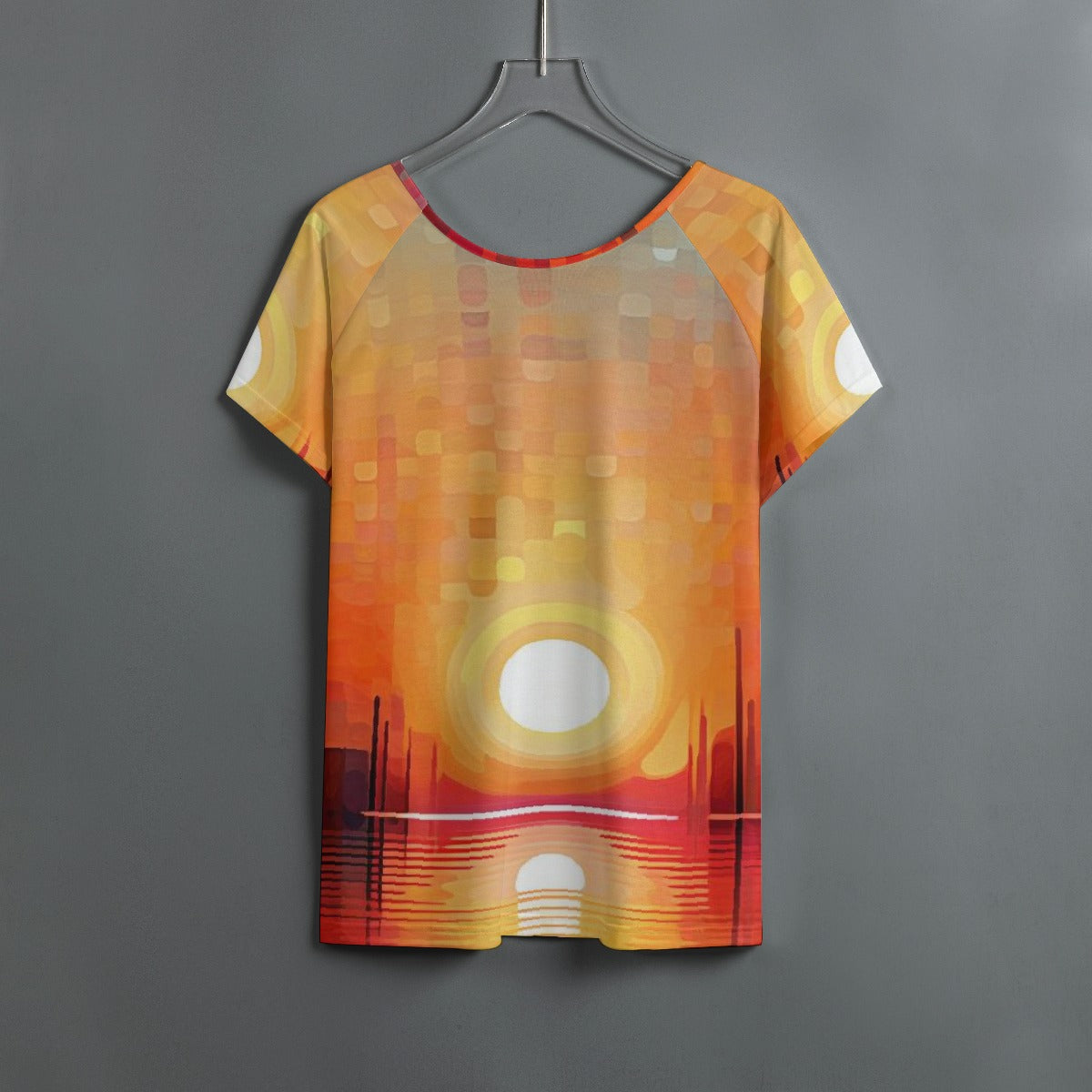 All-Over Print Women's Round Neck T-shirt With Raglan Sleeve