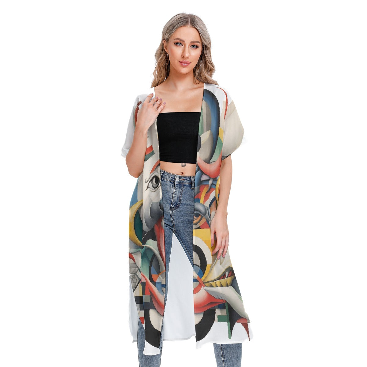 All-Over Print Women's Short Sleeve Cardigan