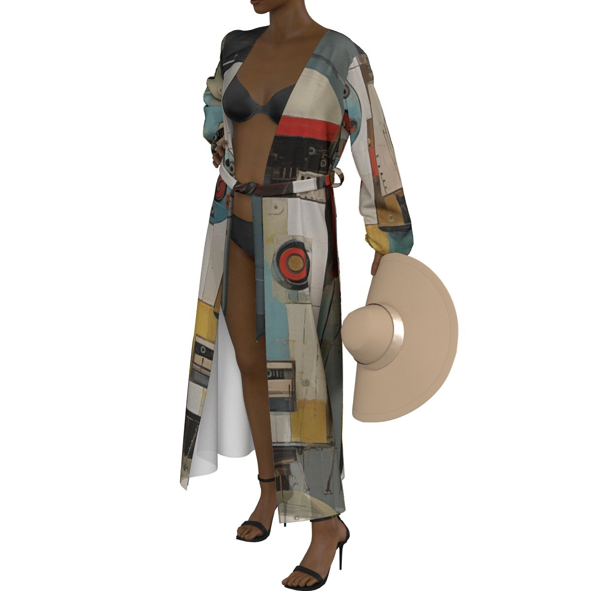 All-Over Print Women's Lace-up Chiffon Robe