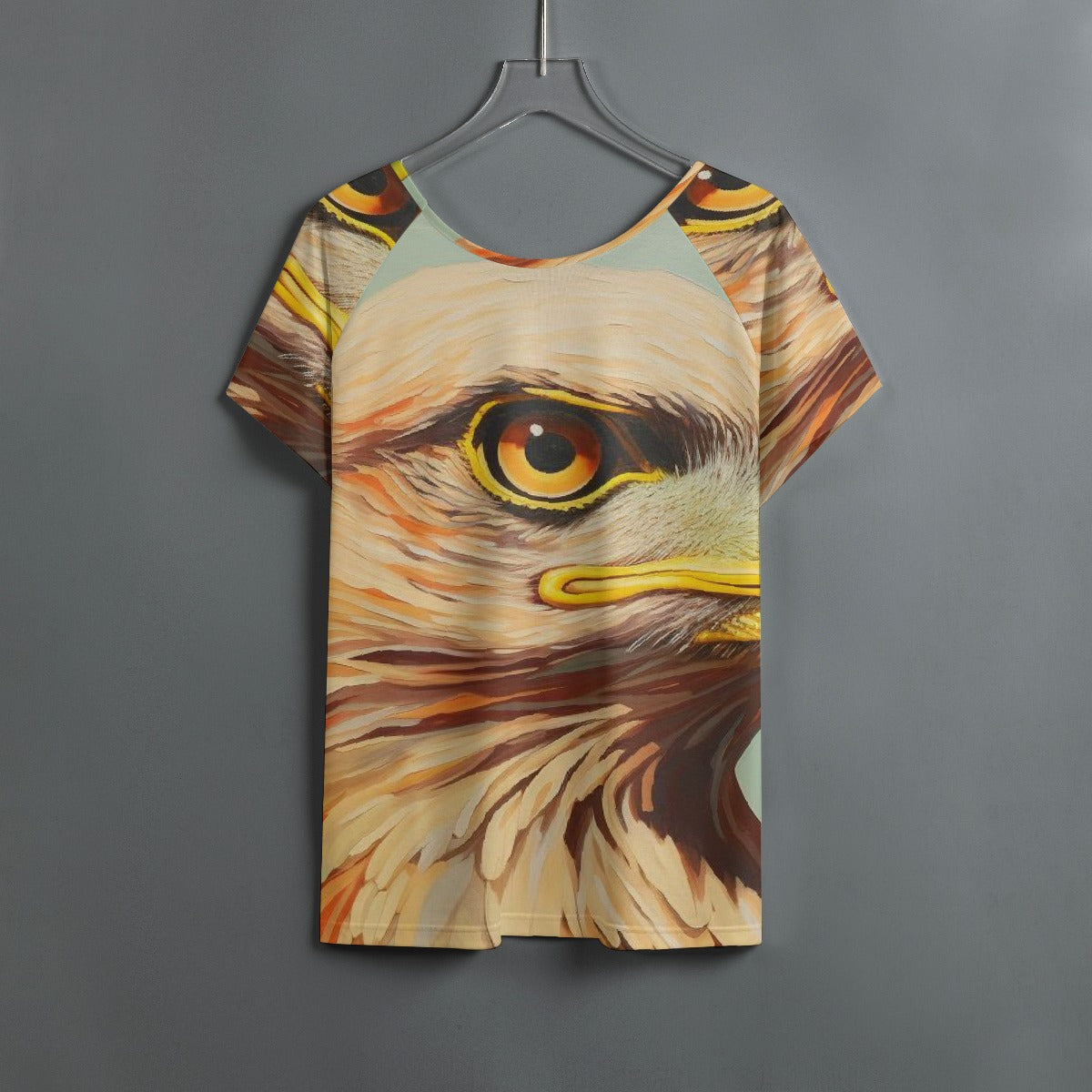 All-Over Print Women's Round Neck T-shirt With Raglan Sleeve