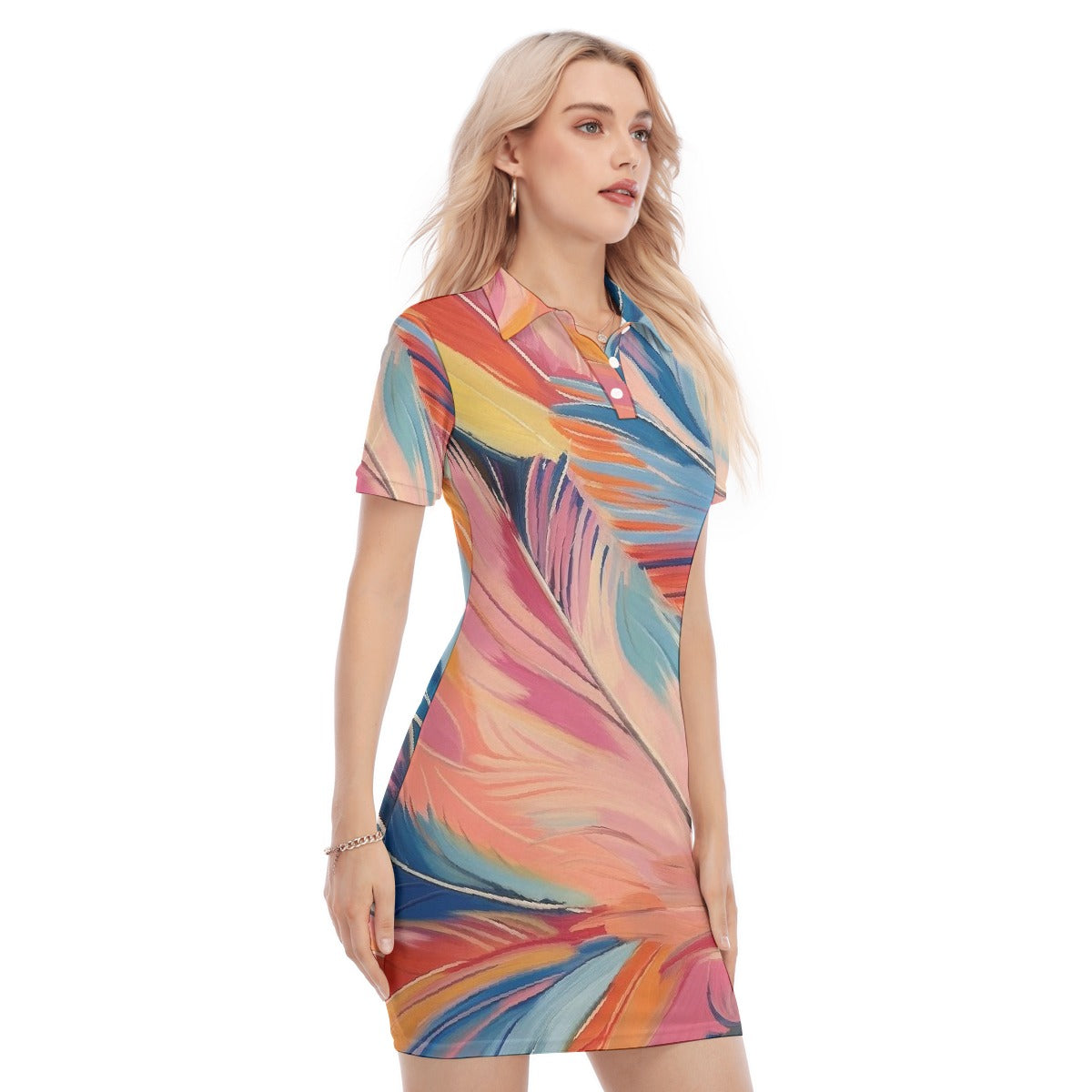 All-Over Print Women's Polo Collar Dress