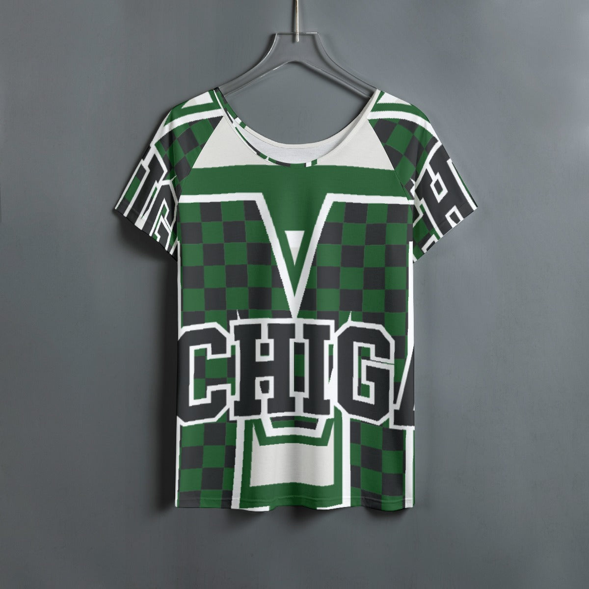 All-Over Print Women's Round Neck T-shirt With Raglan Sleeve