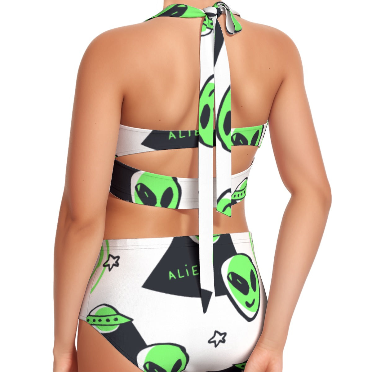 All-Over Print Women's Swimsuit Set With Halter