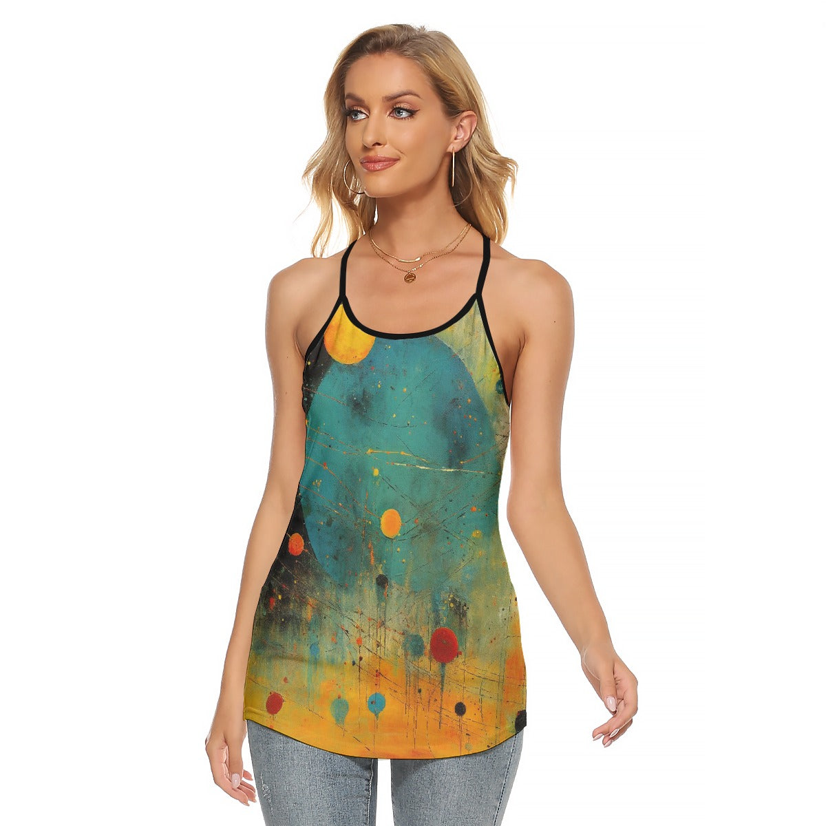 All-Over Print Women's Criss-Cross Open Back Tank Top