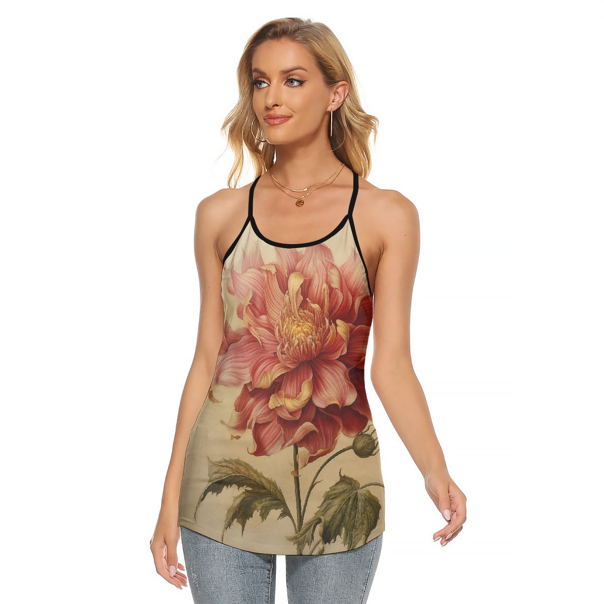 All-Over Print Women's Criss-Cross Open Back Tank Top