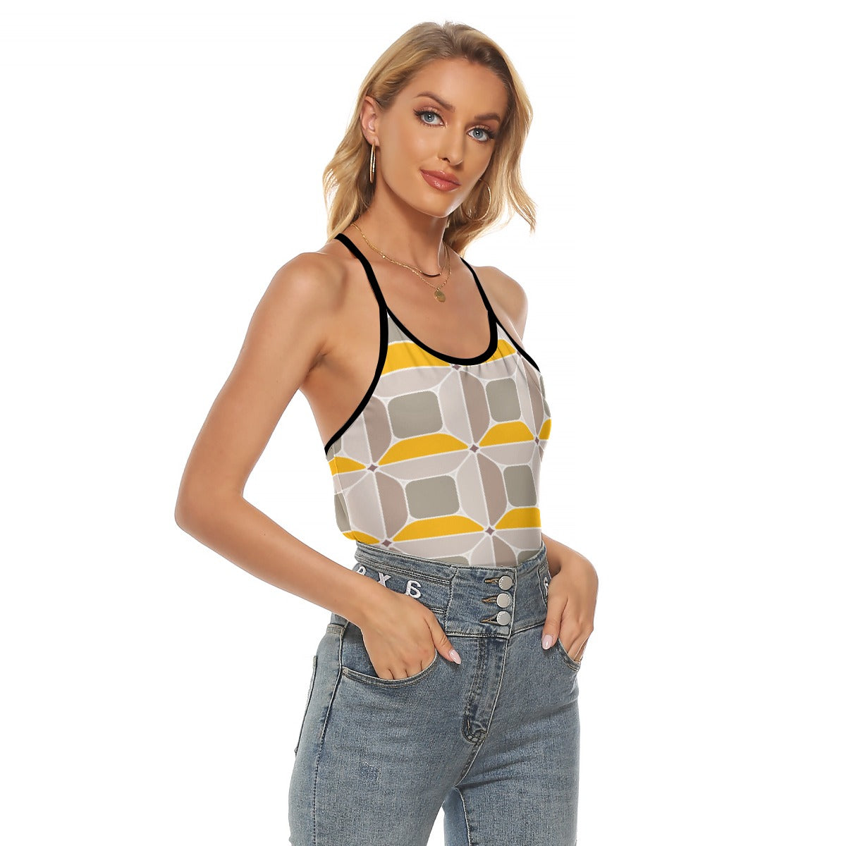 All-Over Print Women's Criss-Cross Open Back Tank Top