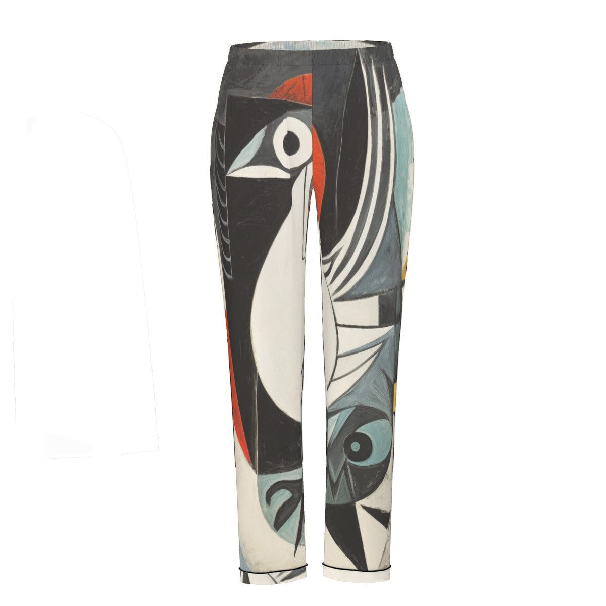 All-Over Print Women's Long Sleeve Pajama Set With Black Contrast Piping