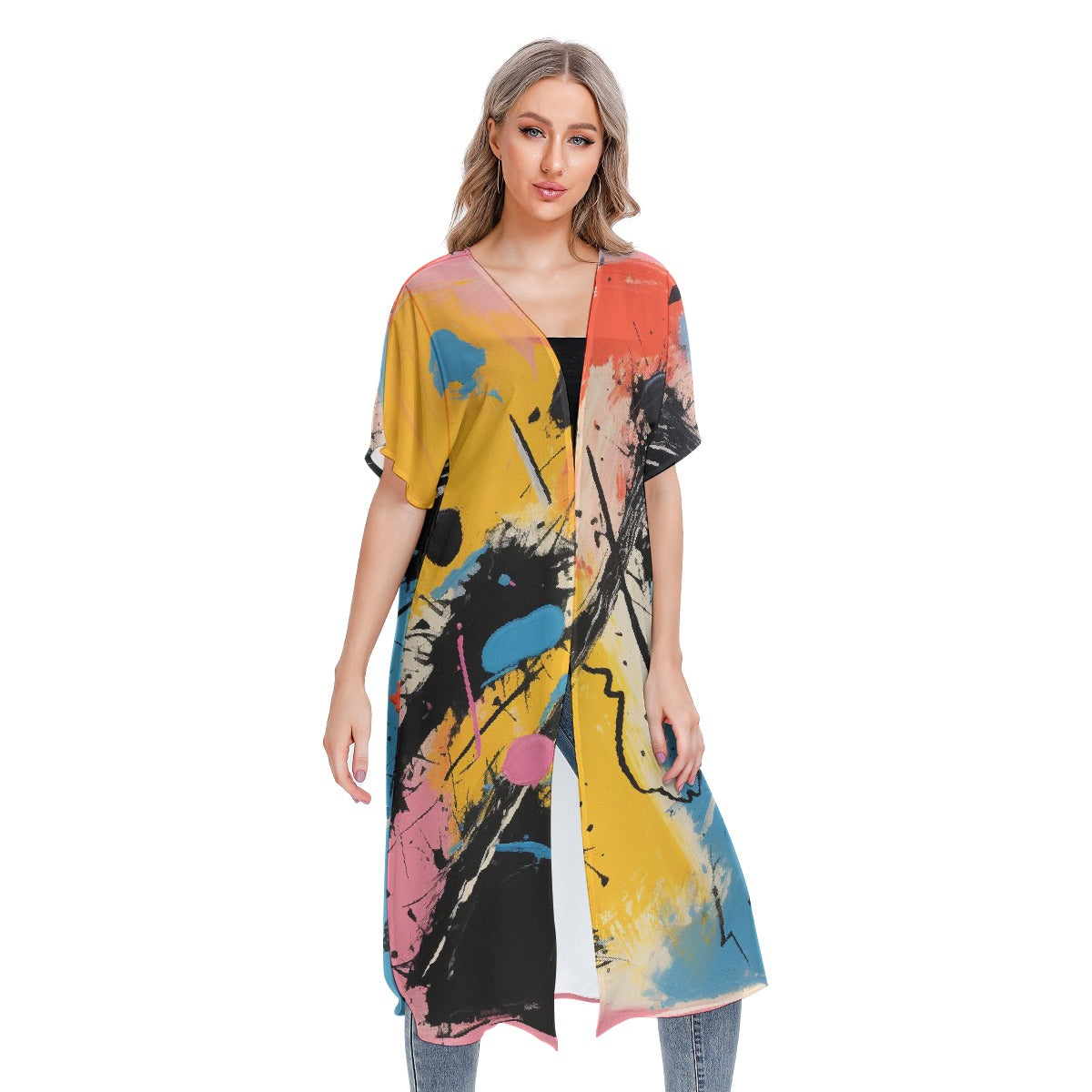 All-Over Print Women's Short Sleeve Cardigan