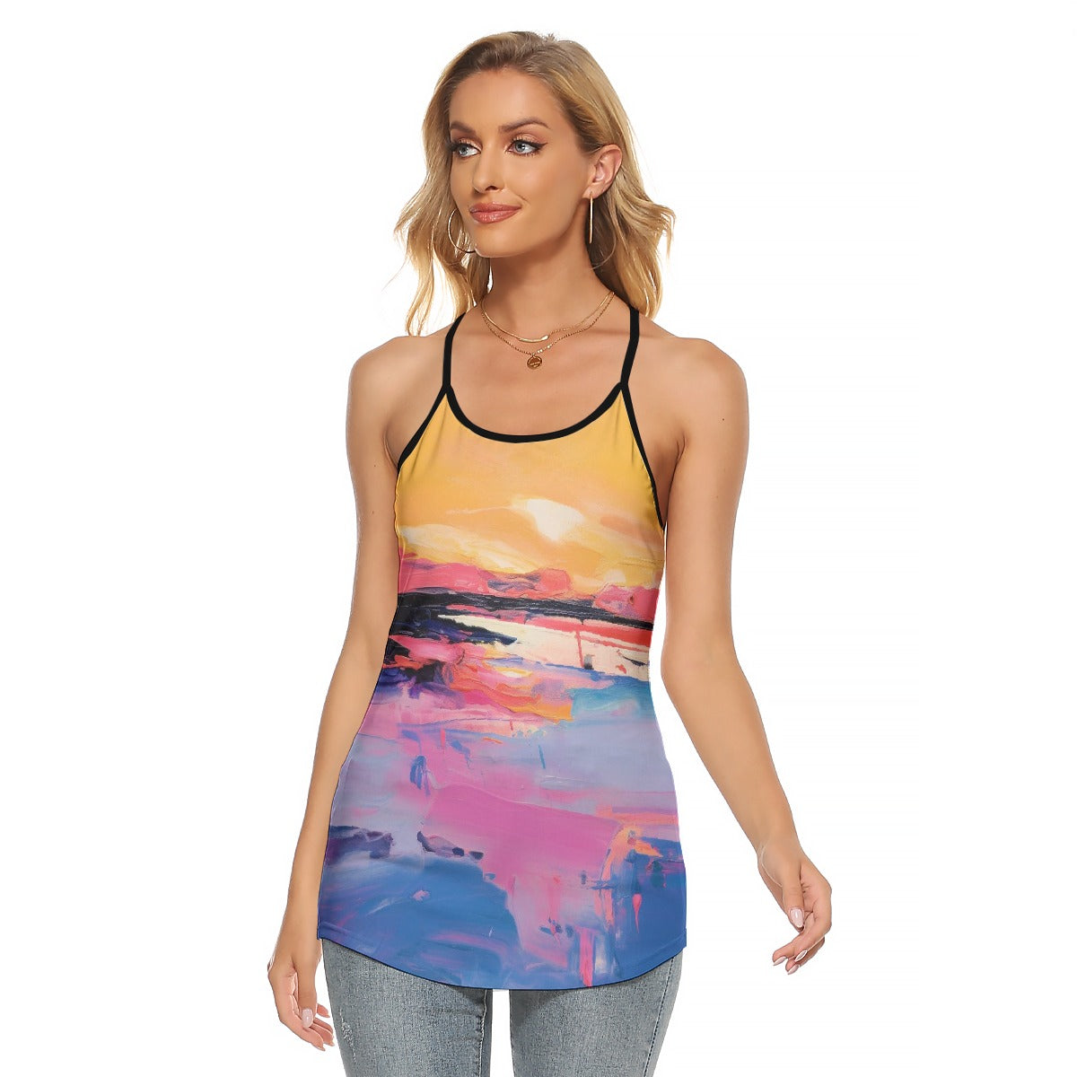 All-Over Print Women's Criss-Cross Open Back Tank Top
