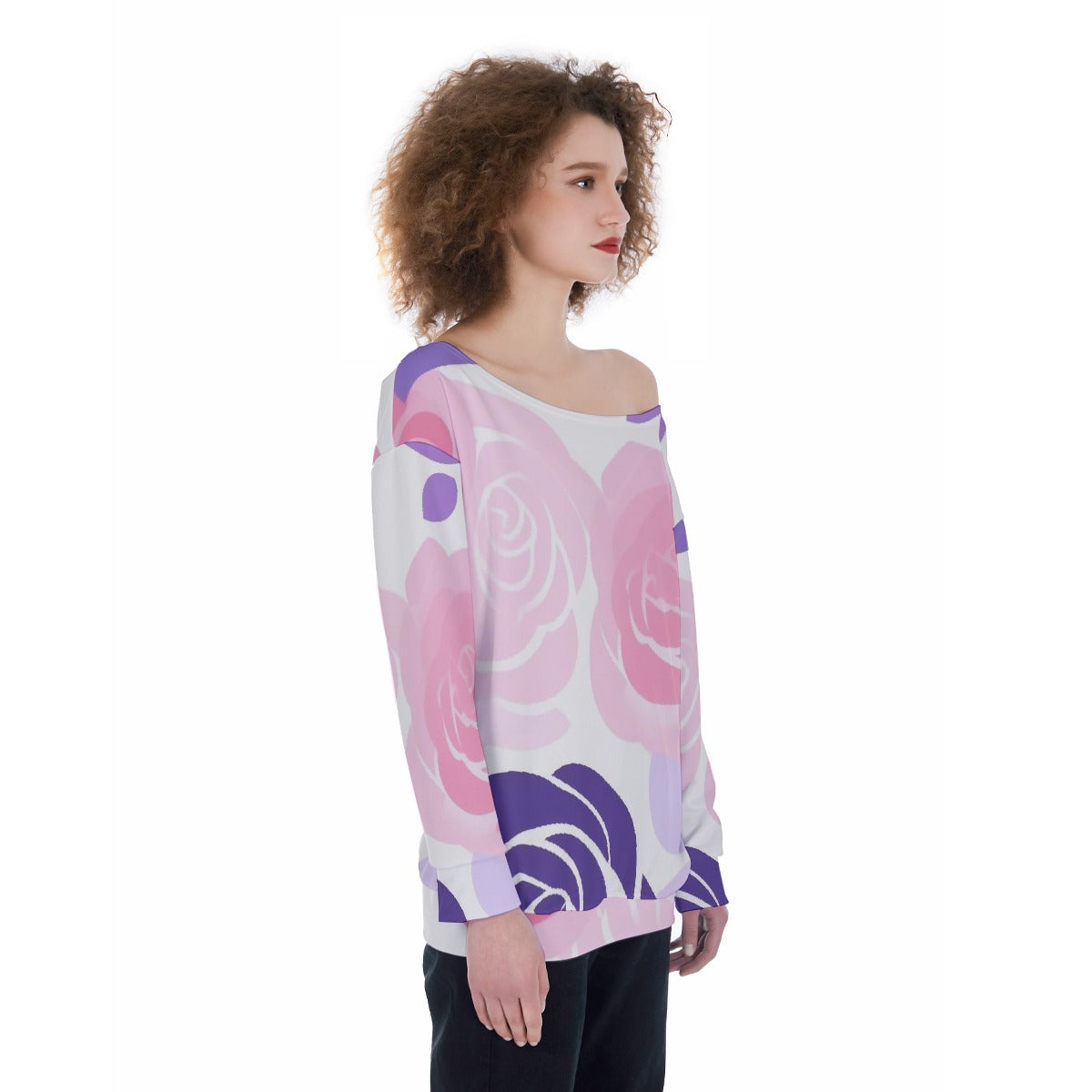 All-Over Print Oversized Women's Off-Shoulder Sweatshirt