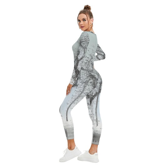 All-Over Print Women's Plunging Neck Jumpsuit