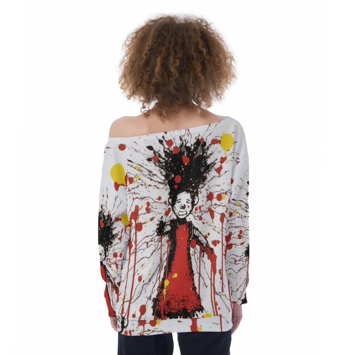 All-Over Print Oversized Women's Off-Shoulder Sweatshirt