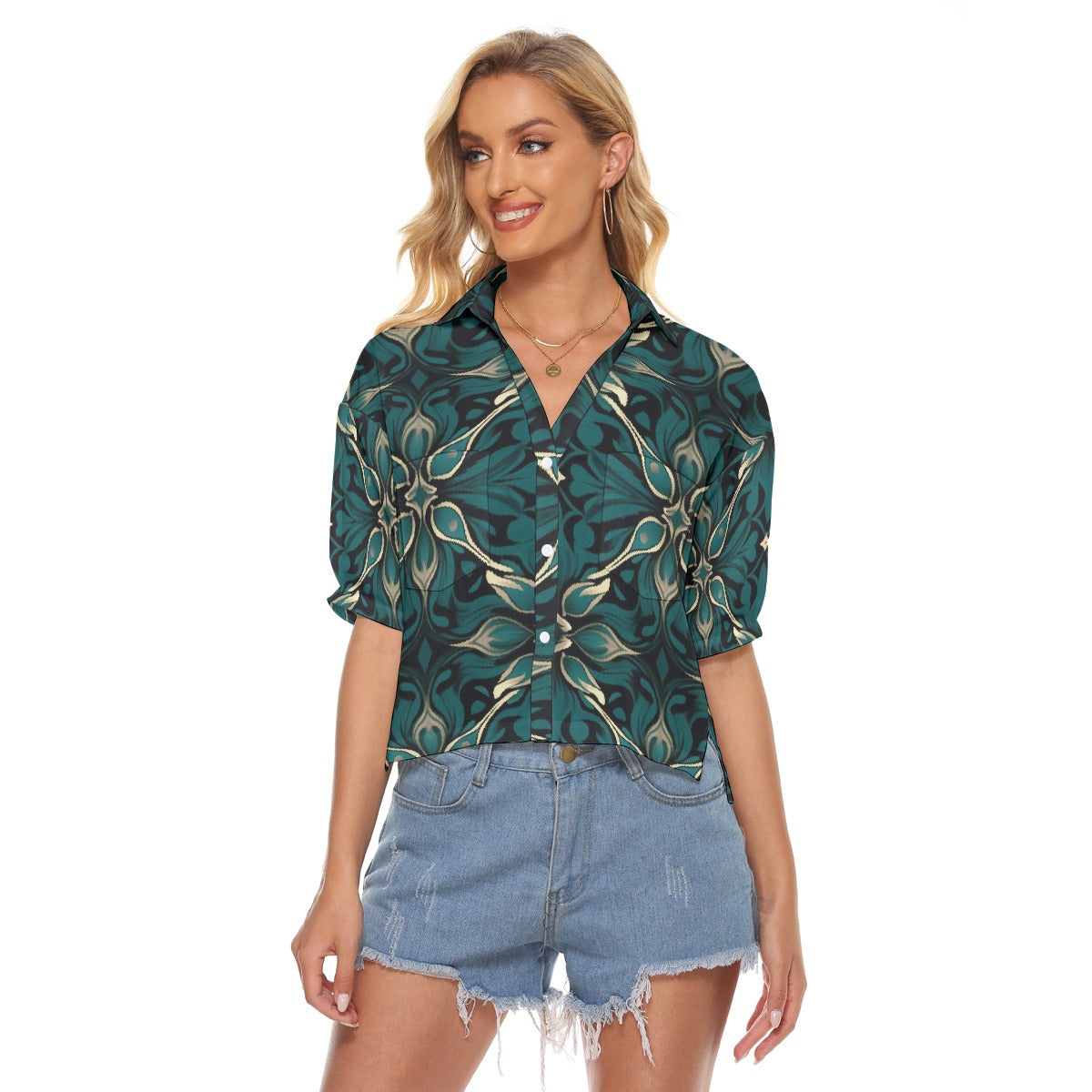 All-Over Print Women's V-neck Shirts