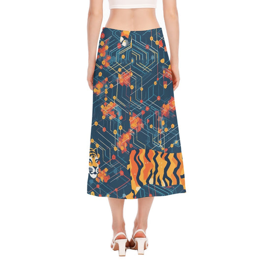 All-Over Print Women's High Slit Long Skirt