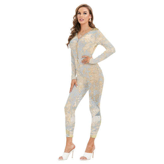 All-Over Print Women's Plunging Neck Jumpsuit